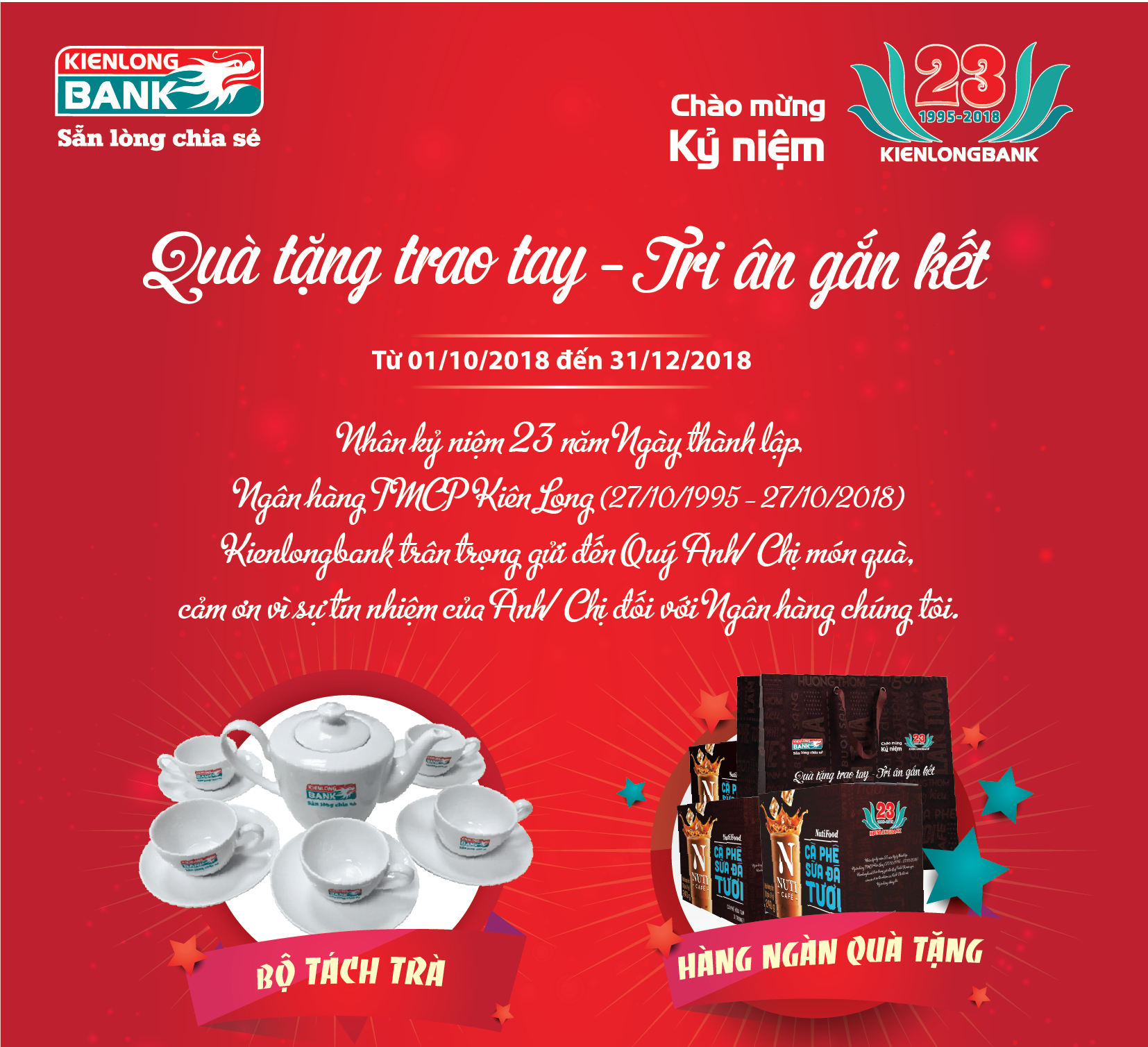 Handing gifts – Be grateful to customer for connecting in occasion of Kienlongbank 23rd Founding Anniversary
