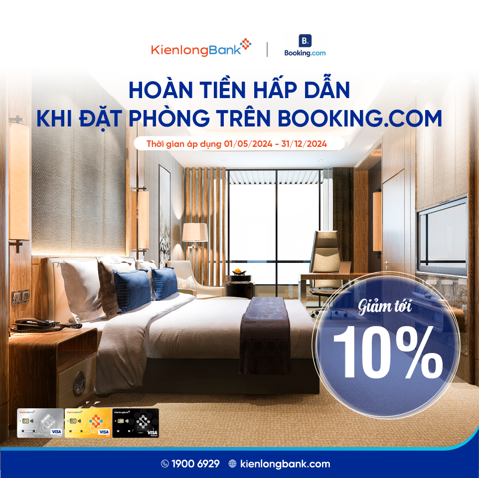 Hoàn tiền 10% khi đặt phòng trên Booking