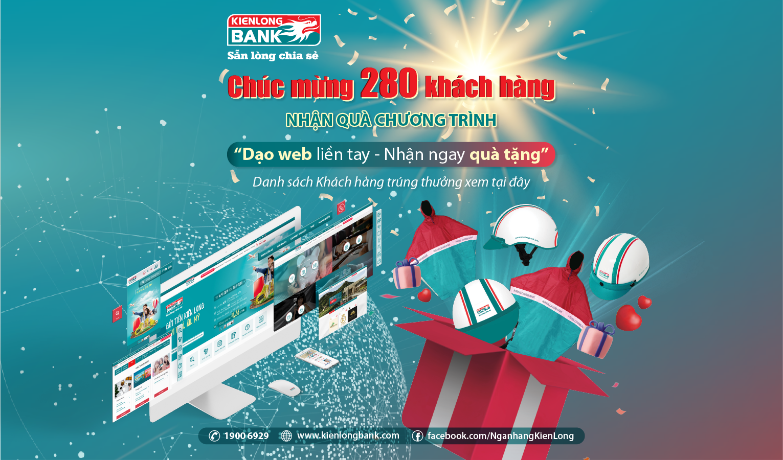 Chúc mừng 280 khách hàng nhận quà chương trình “Dạo web liền tay - Nhận ngay quà tặng” của Kienlongbank