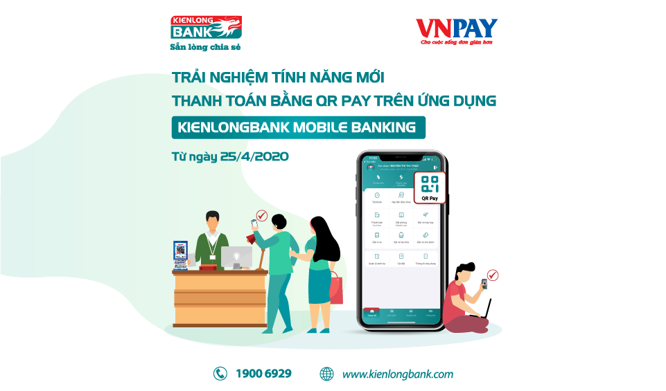 Kienlongbank Mobile Banking thêm tính năng thanh toán QR Pay trên ứng dụng di động