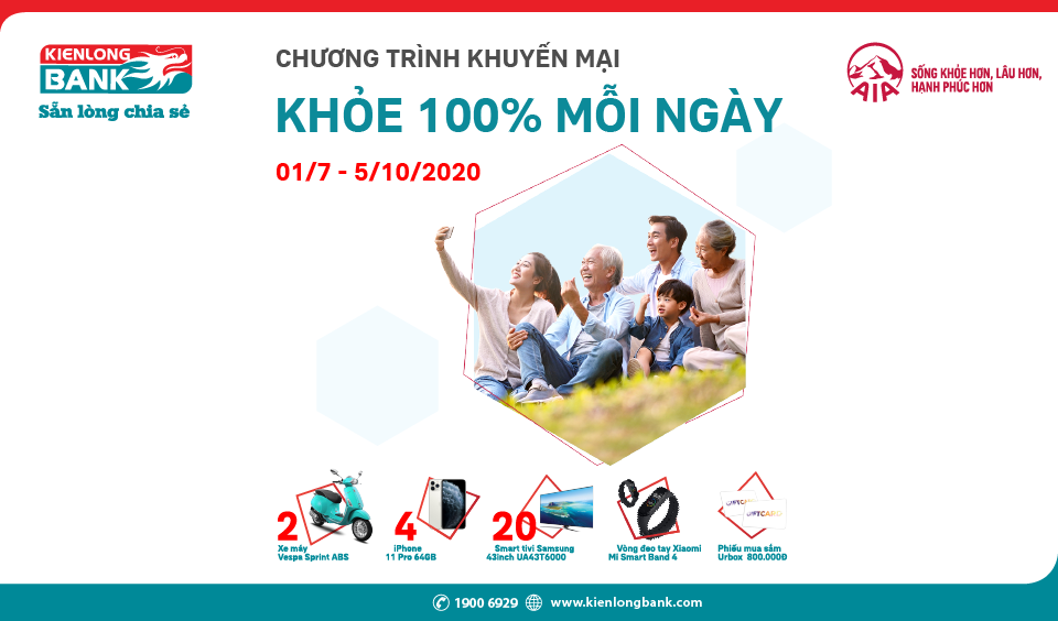 Khỏe 100% mỗi ngày cùng AIA và Kienlongbank