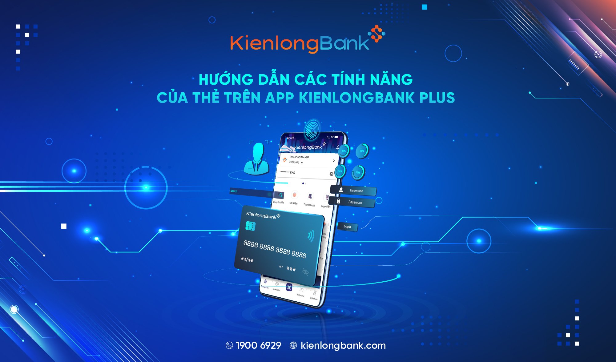 Trải nghiệm các tiện ích Thẻ trên ứng dụng KienlongBank Plus