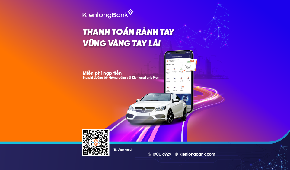 Miễn phí nạp tiền VETC/ePass trên ứng dụng KienlongBank Plus