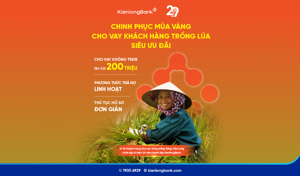 Trợ lực tín dụng, KienlongBank triển khai nguồn vốn vay nhiều ưu đãi cho bà con trồng lúa