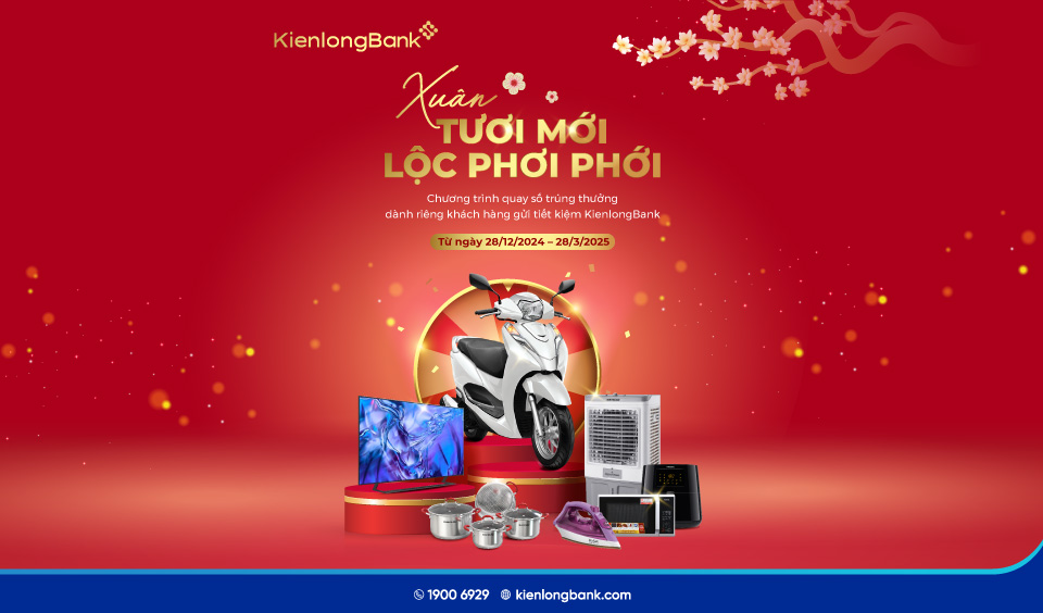 KienlongBank thông báo danh sách mã số dự thưởng dành cho KH gửi tiết kiệm online  từ ngày 28/12/2024 đến 28/01/2025 chương trình “Xuân tươi mới – Lộc phơi phới”