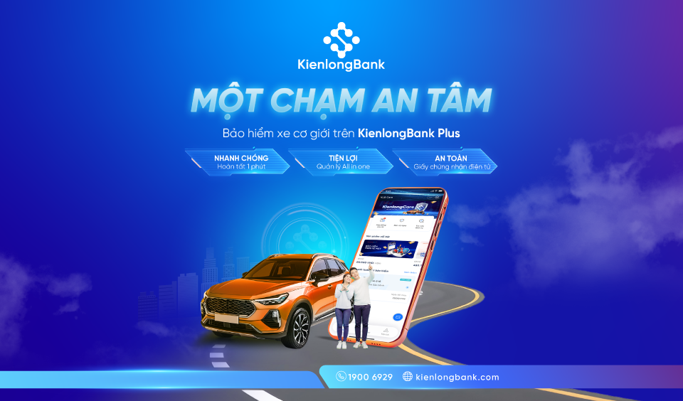 Mua Bảo hiểm xe cơ giới dễ dàng, nhanh chóng trên Ứng dụng KienlongBank Plus