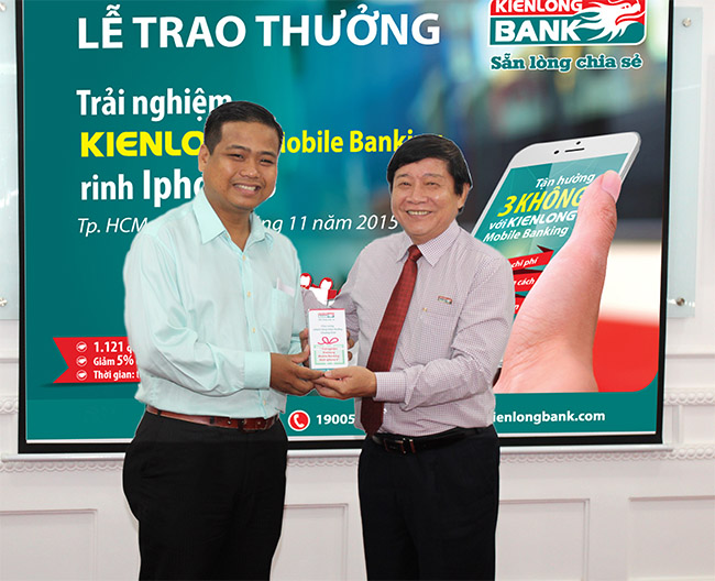 Tổng kết trao giải chương trình “Trải nghiệm Kienlong Mobile Banking rinh Iphone 6”