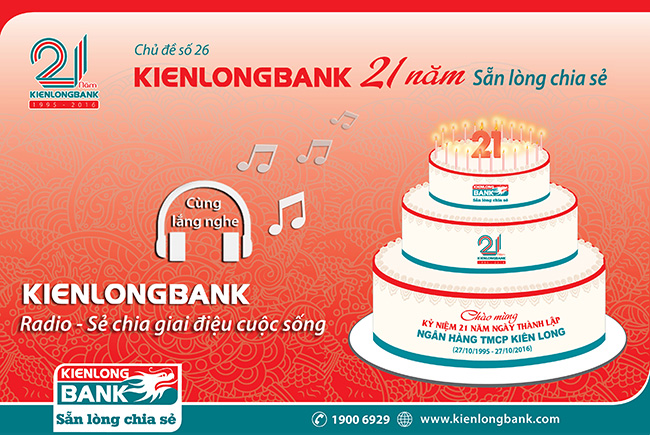 Bản tin "Kienlongbank Radio số 26" với chủ đề "Kienlongbank 21 năm sẵn lòng chia sẻ"