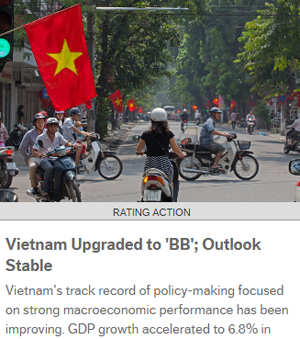 Fitch Ratings nâng mức xếp hạng tín nhiệm của Việt Nam
