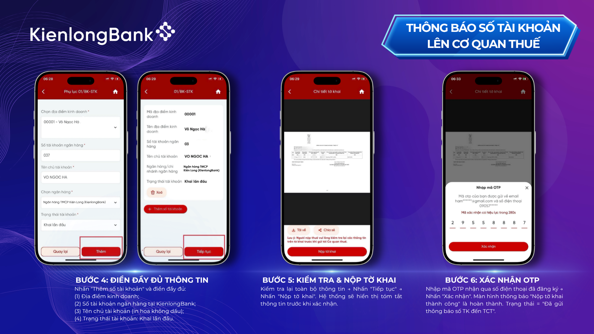 Liên kết tài khoản Hộ kinh doanh KienlongBank với eTax Mobile: Nhanh gọn, đúng hạn, an tâm kinh doanh
