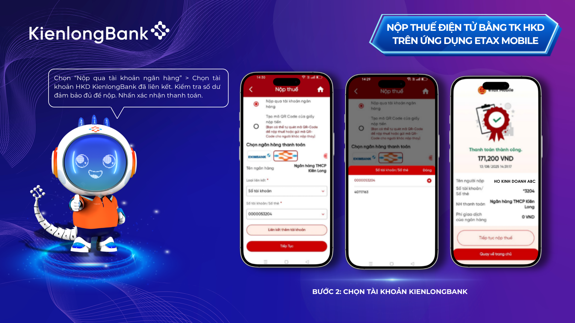 Liên kết tài khoản Hộ kinh doanh KienlongBank với eTax Mobile: Nhanh gọn, đúng hạn, an tâm kinh doanh